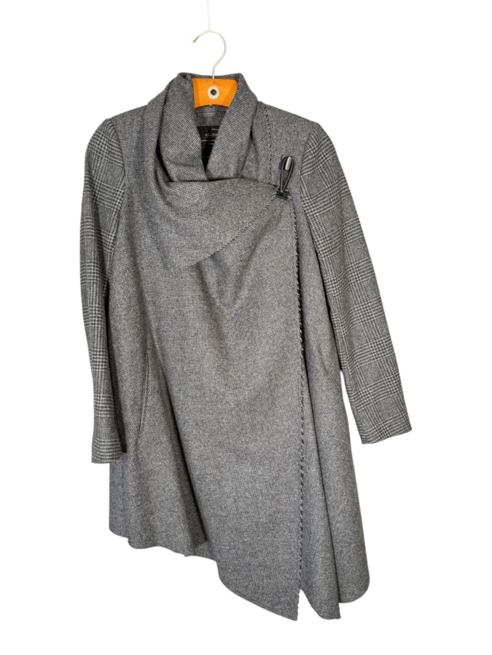 All Saints Check Monument Coat Draped Wool Blend Oversized Grunge Alt Plaid 0